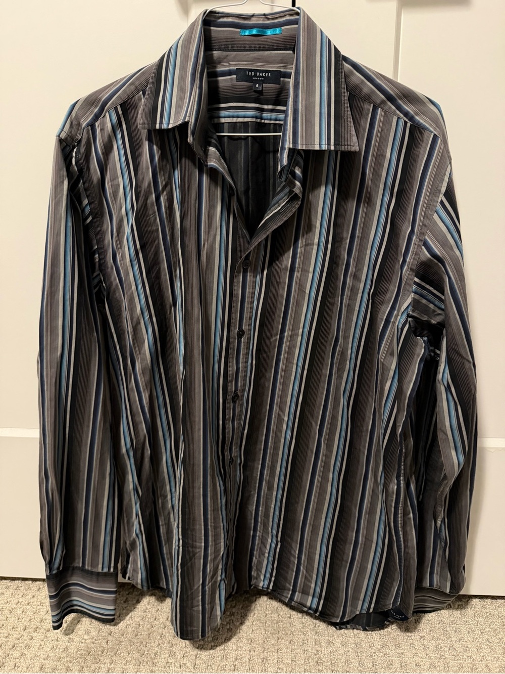 Ted Baker Men's Black, Gray & Blue Striped Button-Down Shirt